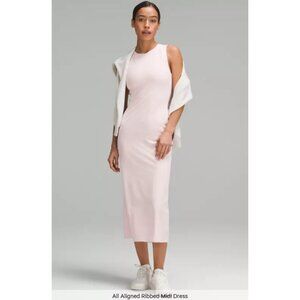 NWT Lululemon All Aligned Ribbed Midi Dress (Color: Strawberry Milkshake)